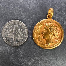 Load image into Gallery viewer, French Salacia Amphitrite Sea Goddess Dolphins 18K Yellow Gold Pendant Medal