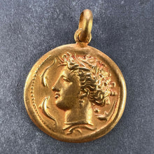 Load image into Gallery viewer, French Salacia Amphitrite Sea Goddess Dolphins 18K Yellow Gold Pendant Medal