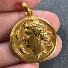 Load image into Gallery viewer, French Salacia Amphitrite Sea Goddess Dolphins 18K Yellow Gold Pendant Medal