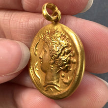 Load image into Gallery viewer, French Salacia Amphitrite Sea Goddess Dolphins 18K Yellow Gold Pendant Medal