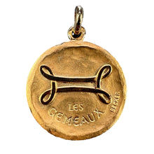 Load image into Gallery viewer, Becker French Zodiac Gemini Starsign 18K Yellow Gold Charm Pendant