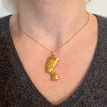 Load image into Gallery viewer, 18K Yellow Gold Egyptian Nefertiti Bust Charm Pendant