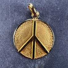 Load image into Gallery viewer, French Peace Sign 18K Yellow Gold Medal Pendant