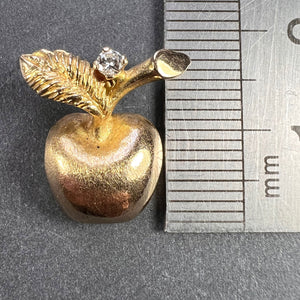 Apple 14K Yellow Gold Diamond Fruit Charm Pendant
