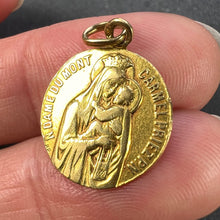 Load image into Gallery viewer, French Notre Dame du Mont Carmel 18 Karat Yellow Gold Medal Charm Pendant