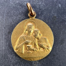 Load image into Gallery viewer, French Religious Medal Angel Jesus Communion 18K Yellow Gold Charm Pendant