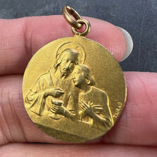 Load image into Gallery viewer, French Religious Medal Angel Jesus Communion 18K Yellow Gold Charm Pendant