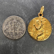 Load image into Gallery viewer, Vintage French St Christopher 18K Yellow Gold Charm Pendant