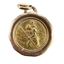 Load image into Gallery viewer, Vintage French St Christopher 18K Yellow Rose Gold Charm Pendant