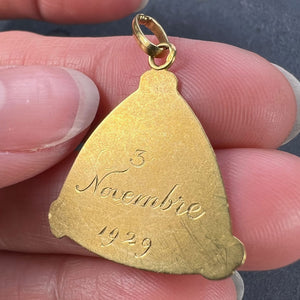 French 18K Yellow Gold JB Initials Monogram Medal Pendant