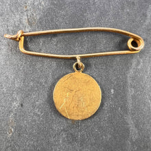 Load image into Gallery viewer, French Baby Medal Safety Pin 18K Yellow Gold Charm Pendant Brooch