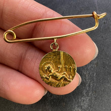 Load image into Gallery viewer, French Baby Medal Safety Pin 18K Yellow Gold Charm Pendant Brooch