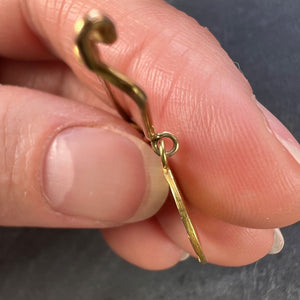 French Baby Medal Safety Pin 18K Yellow Gold Charm Pendant Brooch