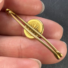 Load image into Gallery viewer, French Virgin Mary Medal Safety Pin 18K Yellow Gold Charm Brooch