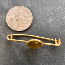 Load image into Gallery viewer, French Virgin Mary Medal Safety Pin 18K Yellow Gold Charm Brooch