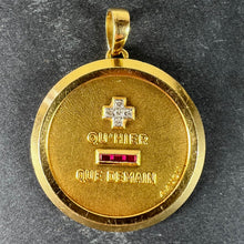 Load image into Gallery viewer, Large Augis French Plus Qu’Hier Ruby Diamond 18K Yellow Gold Love Charm Pendant