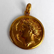 Load image into Gallery viewer, French Salacia Amphitrite Sea Goddess Dolphins 18K Yellow Gold Pendant Medal