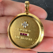Load image into Gallery viewer, Large Augis French Plus Qu’Hier Ruby Diamond 18K Yellow Gold Love Charm Pendant