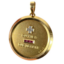 Load image into Gallery viewer, Large Augis French Plus Qu’Hier Ruby Diamond 18K Yellow Gold Love Charm Pendant