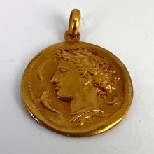 Load image into Gallery viewer, French Salacia Amphitrite Sea Goddess Dolphins 18K Yellow Gold Pendant Medal