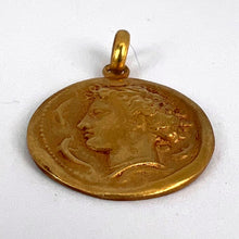 Load image into Gallery viewer, French Salacia Amphitrite Sea Goddess Dolphins 18K Yellow Gold Pendant Medal