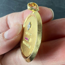 Load image into Gallery viewer, Large Augis French Plus Qu’Hier Ruby Diamond 18K Yellow Gold Love Charm Pendant