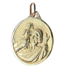 Load image into Gallery viewer, Vintage French Saint Christopher 18K Yellow Gold Charm Pendant Medal