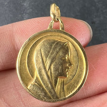 Load image into Gallery viewer, Antique French Laujan Virgin Mary 18K Yellow Gold Religious Medal Pendant Charm