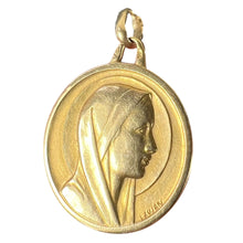 Load image into Gallery viewer, Antique French Laujan Virgin Mary 18K Yellow Gold Religious Medal Pendant Charm