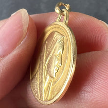 Load image into Gallery viewer, Antique French Laujan Virgin Mary 18K Yellow Gold Religious Medal Pendant Charm