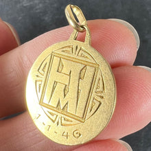 Load image into Gallery viewer, Antique French Laujan Virgin Mary 18K Yellow Gold Religious Medal Pendant Charm
