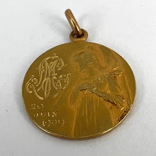 Load image into Gallery viewer, French Religious Medal Angel Jesus Communion 18K Yellow Gold Charm Pendant