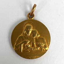 Load image into Gallery viewer, French Religious Medal Angel Jesus Communion 18K Yellow Gold Charm Pendant