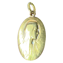 Load image into Gallery viewer, Antique French Tricard Virgin Mary 18K Yellow Gold Religious Oval Medal Pendant