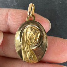 Load image into Gallery viewer, French Cardot Virgin Mary 18K Yellow Gold Religious Oval Medal Pendant Charm