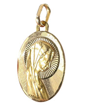 Load image into Gallery viewer, French Cardot Virgin Mary 18K Yellow Gold Religious Oval Medal Pendant Charm
