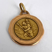 Load image into Gallery viewer, Vintage French St Christopher 18K Yellow Rose Gold Charm Pendant