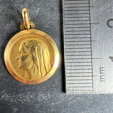 Load image into Gallery viewer, French Virgin Mary Notre Dame de Lourdes 18K Yellow Gold Religious Medal Pendant