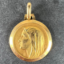 Load image into Gallery viewer, French Virgin Mary Notre Dame de Lourdes 18K Yellow Gold Religious Medal Pendant