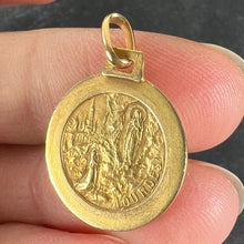 Load image into Gallery viewer, French Virgin Mary Notre Dame de Lourdes 18K Yellow Gold Religious Medal Pendant