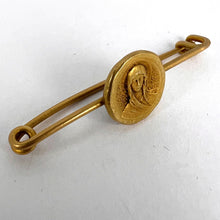 Load image into Gallery viewer, French Virgin Mary Medal Safety Pin 18K Yellow Gold Charm Brooch