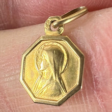 Load image into Gallery viewer, Small Vintage French Lourdes Virgin Mary 18K Yellow Gold Religious Charm Pendant