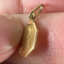 Load image into Gallery viewer, Small Vintage French Lourdes Virgin Mary 18K Yellow Gold Religious Charm Pendant