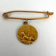 Load image into Gallery viewer, French Baby Medal Safety Pin 18K Yellow Gold Charm Pendant Brooch