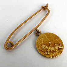Load image into Gallery viewer, French Baby Medal Safety Pin 18K Yellow Gold Charm Pendant Brooch
