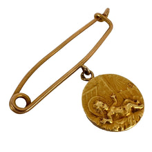 Load image into Gallery viewer, French Baby Medal Safety Pin 18K Yellow Gold Charm Pendant Brooch