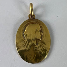Load image into Gallery viewer, Antique French Tricard Virgin Mary 18K Yellow Gold Religious Oval Medal Pendant