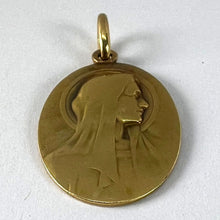 Load image into Gallery viewer, Antique French Tricard Virgin Mary 18K Yellow Gold Religious Oval Medal Pendant
