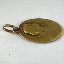 Load image into Gallery viewer, Antique French Tricard Virgin Mary 18K Yellow Gold Religious Oval Medal Pendant