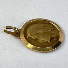 Load image into Gallery viewer, French Virgin Mary Notre Dame de Lourdes 18K Yellow Gold Religious Medal Pendant